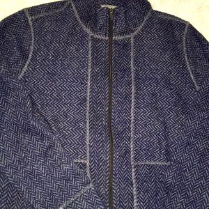 NWT T By Talbots 100% Polyester Super Soft Blue and Gray Zip Up Sweater/Jacket